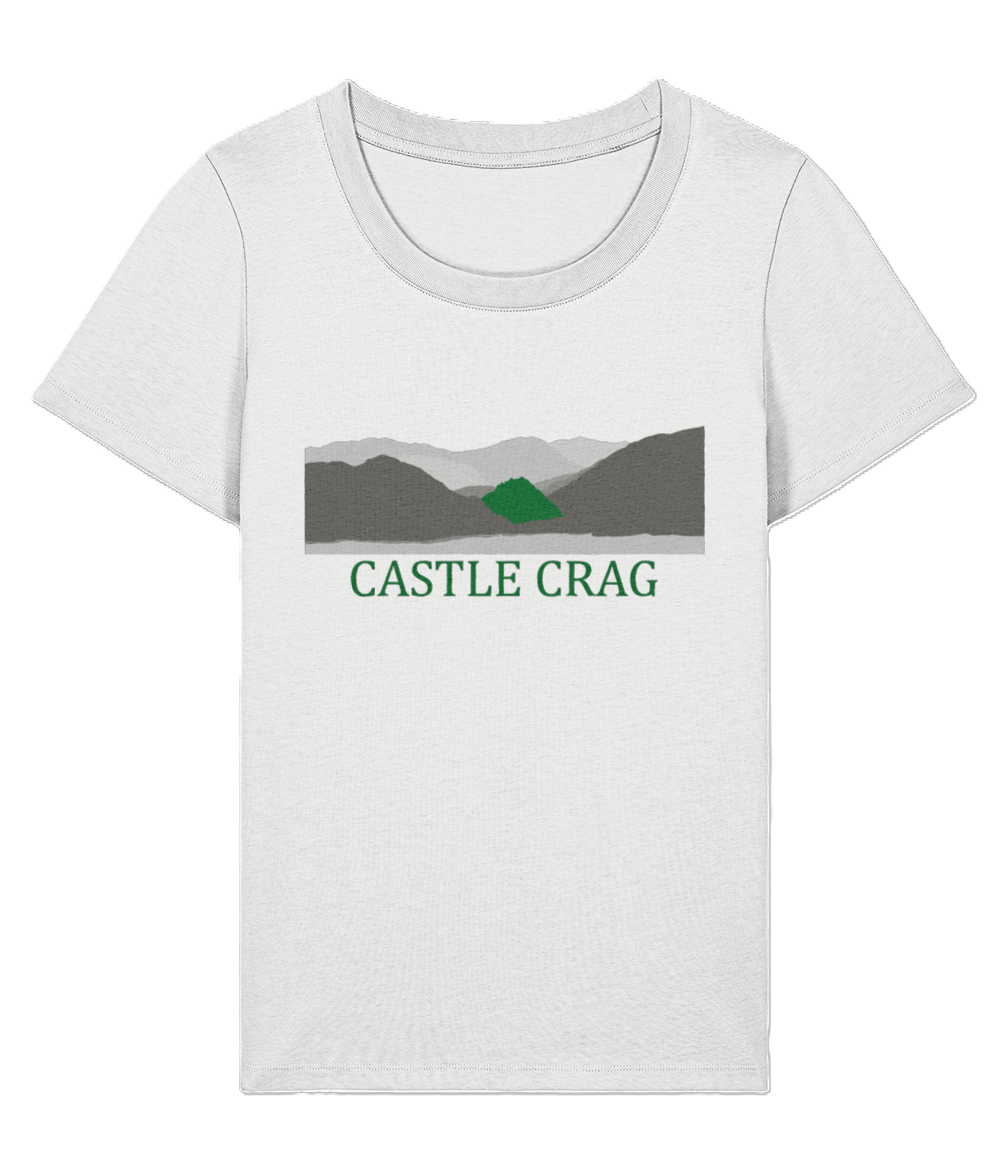 Lake District Women's T-Shirt Castle Crag, Front, White