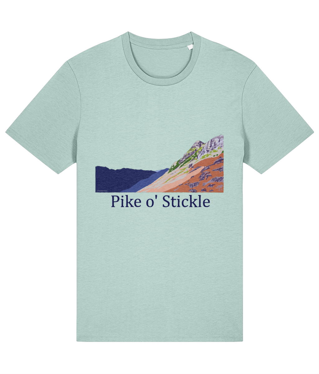 Lake District, Men's T-Shirt Pike O'Stickle, Front, Caribbean Blue