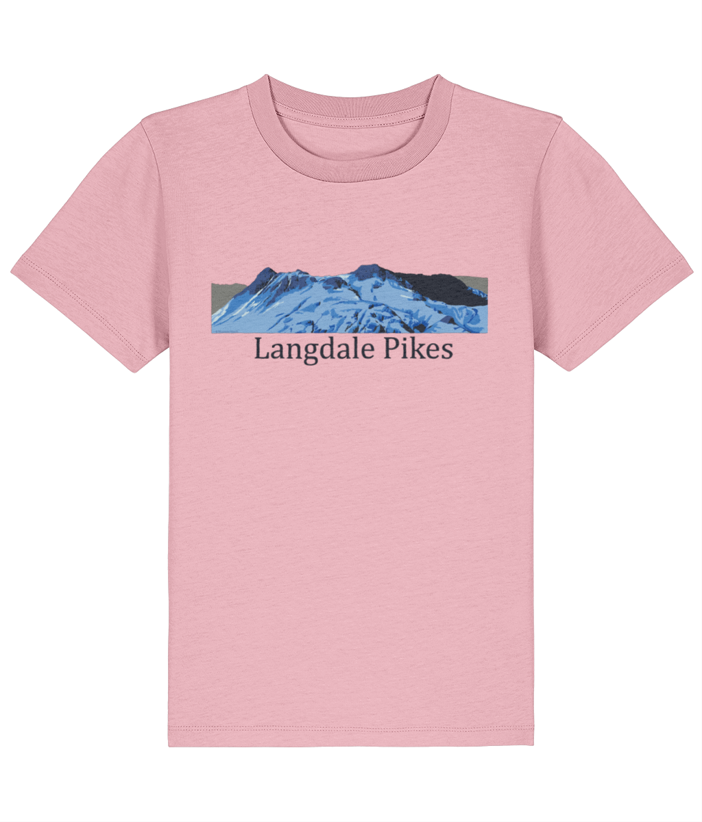 Lake District Kid's T-Shirt Langdale Pikes, Front, Cotton PInk