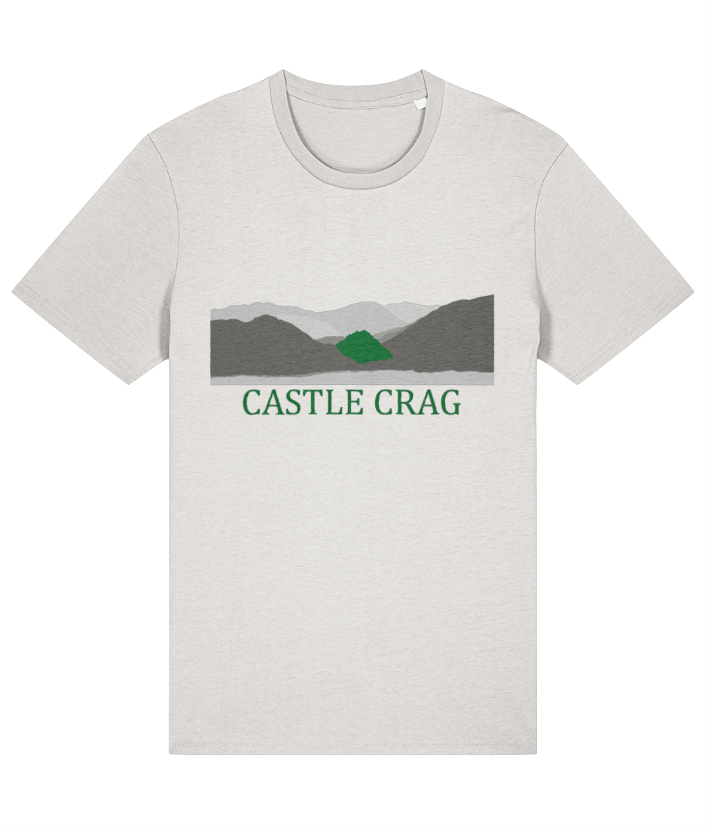 Lake District Men's T-Shirt Castle Crag, Front, Vintage White