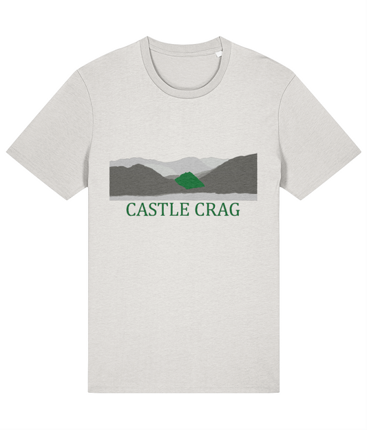 Lake District Men's T-Shirt Castle Crag, Front, Vintage White
