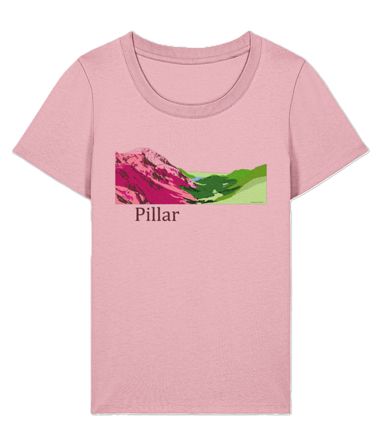 Lake District, Women's T-Shirt Pillar, Front, Cotton Pink