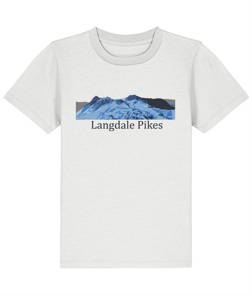 Lake District Kid's T-Shirt Langdale Pikes, Front, White