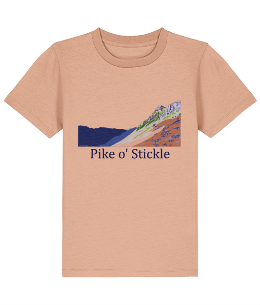 Lake District, Kid's T-Shirt Pike O'Stickle, Front, Fraiche Peche