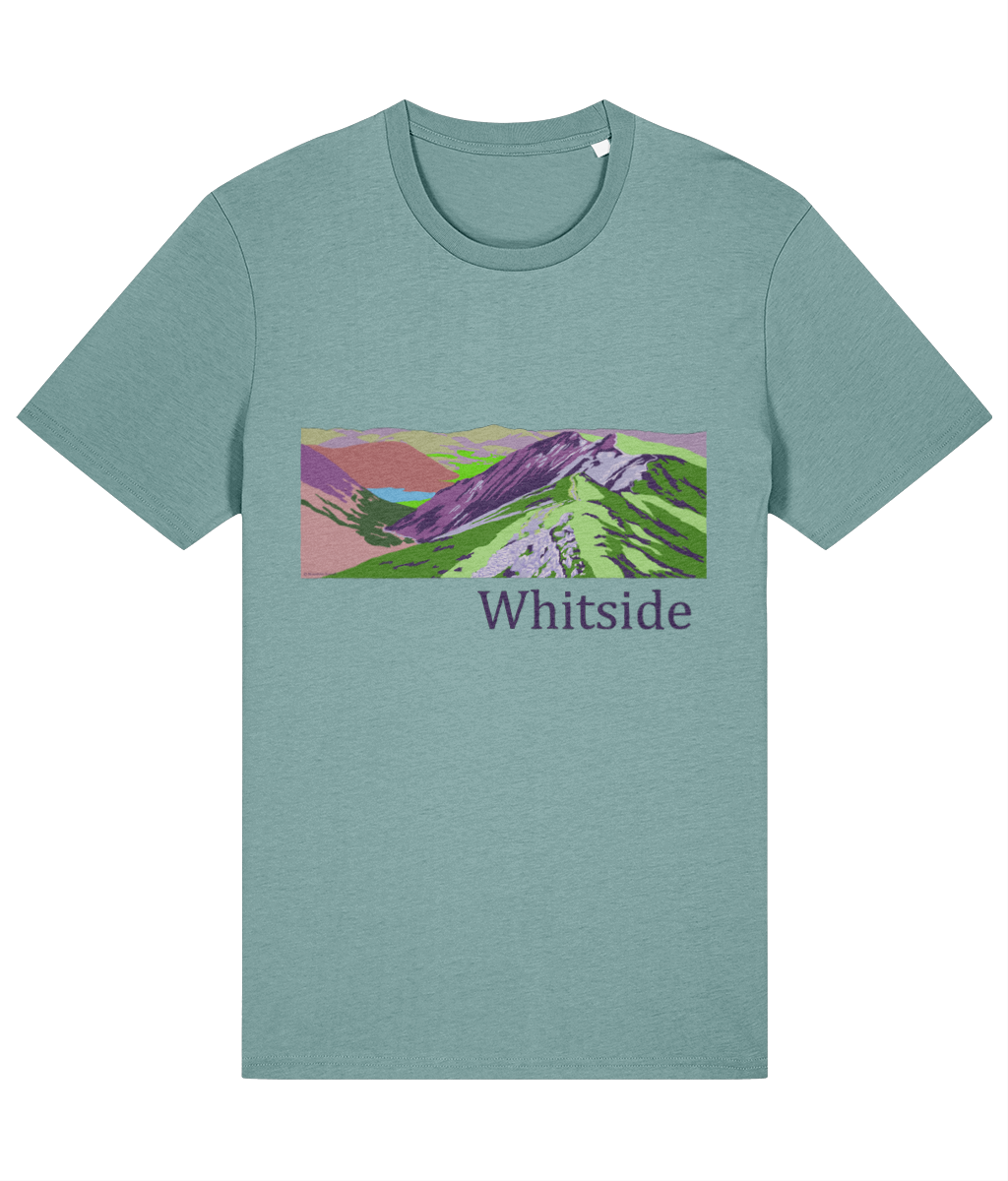 Lake District Men's T-Shirt Whiteside, Front, Teal Monstera