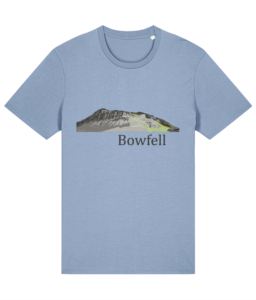 Lake District Men's T-Shirt Bowfell, Front, Sky Blue