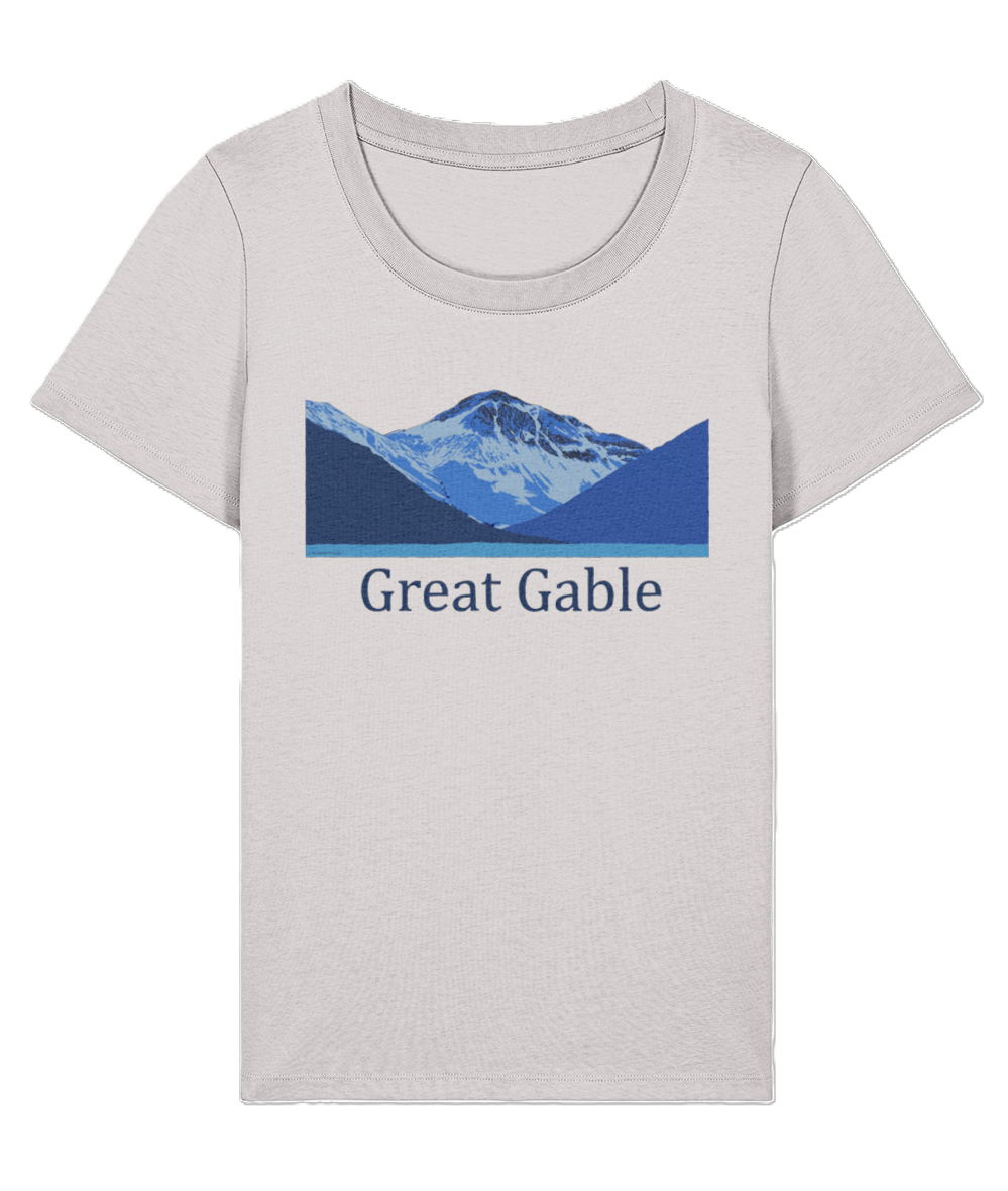 Lake District, Women's T-Shirt Great Gable, Front, Cool Heather Grey