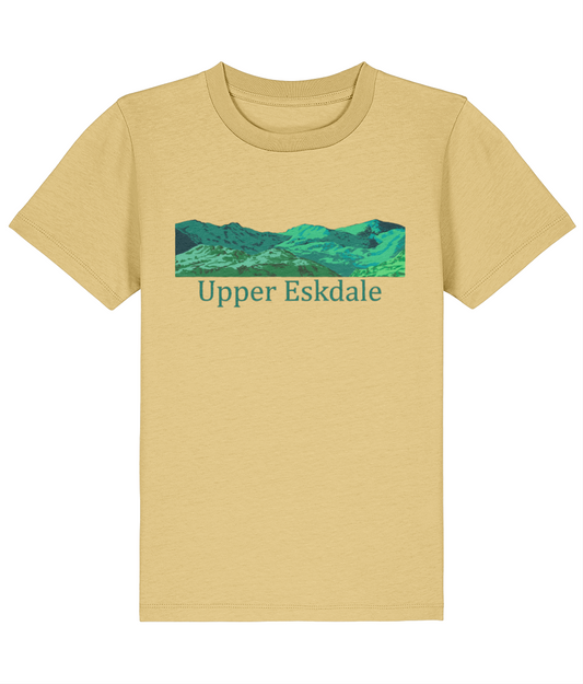 Lake District Kid's T-Shirt Upper Eskdale, Front, Viva Yellow