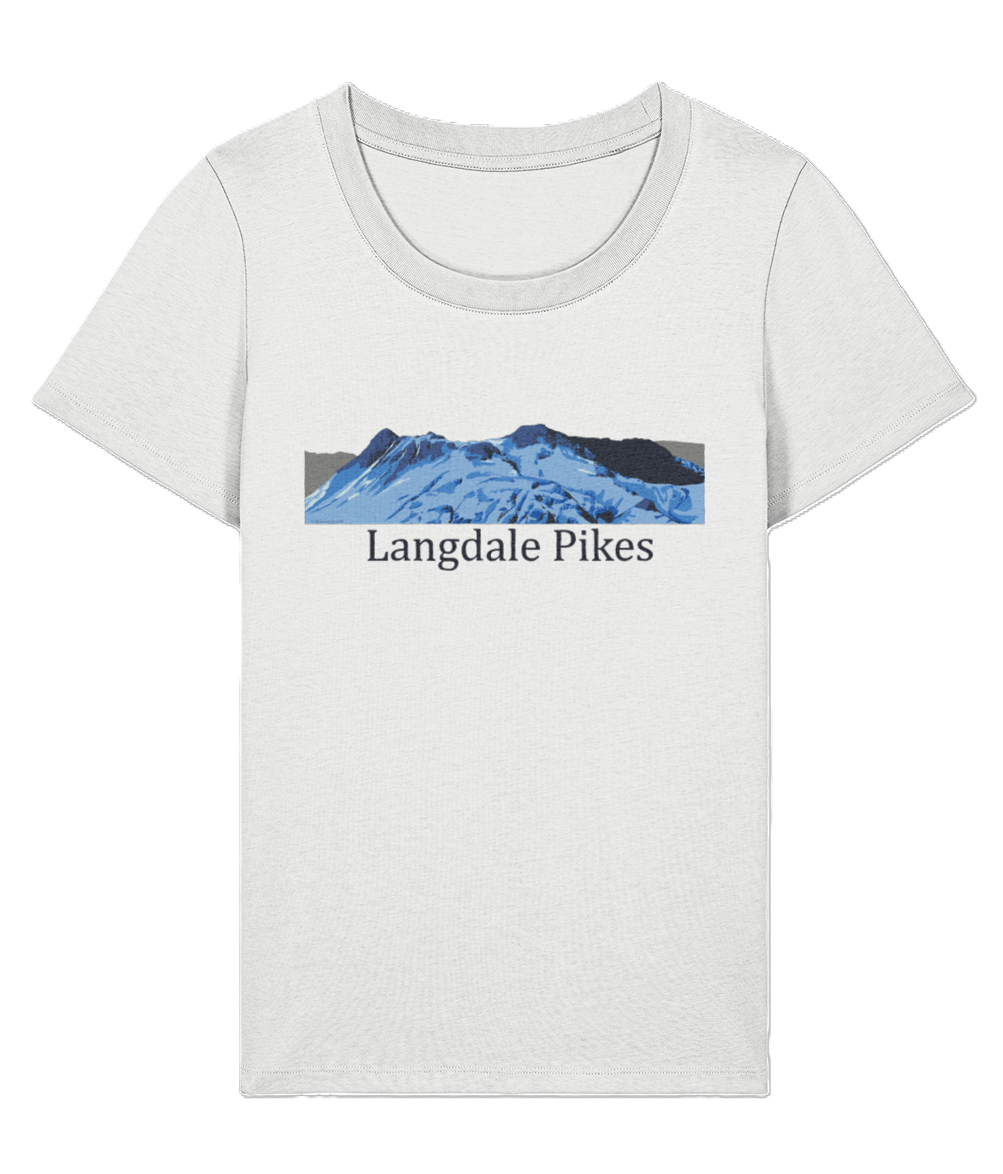 Lake District Women's T-Shirt Langdale Pikes, Front, White