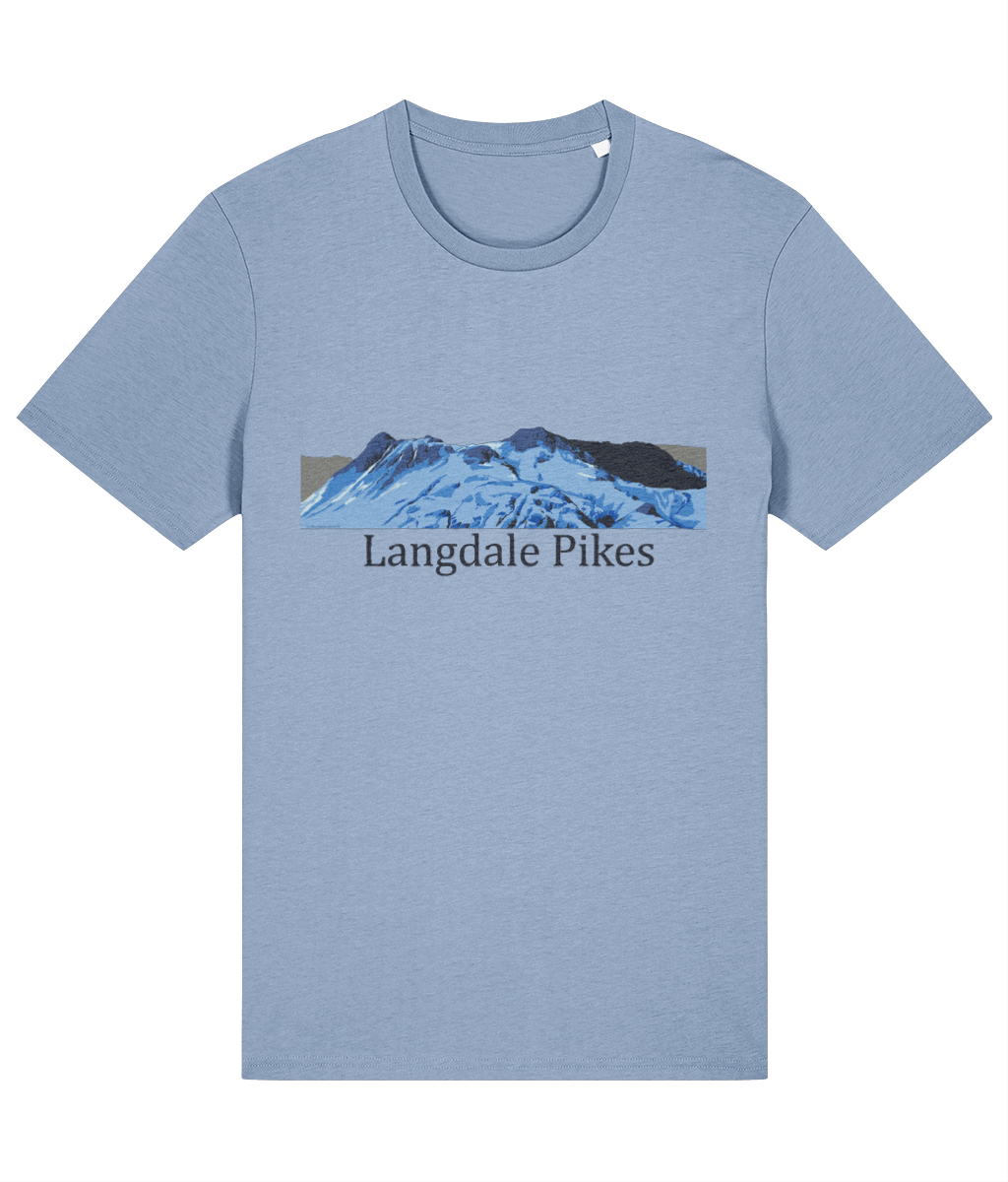 Lake District Men's T-Shirt Langdale Pikes, Front, Sky Blue