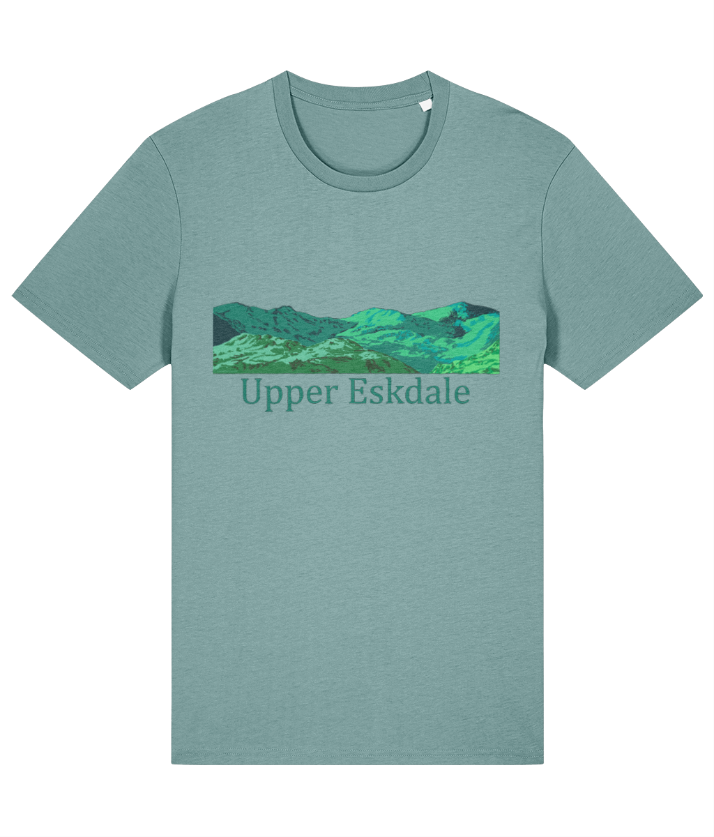 Lake District Men's T-Shirt Upper Eskdale, Front, Teal Monstera