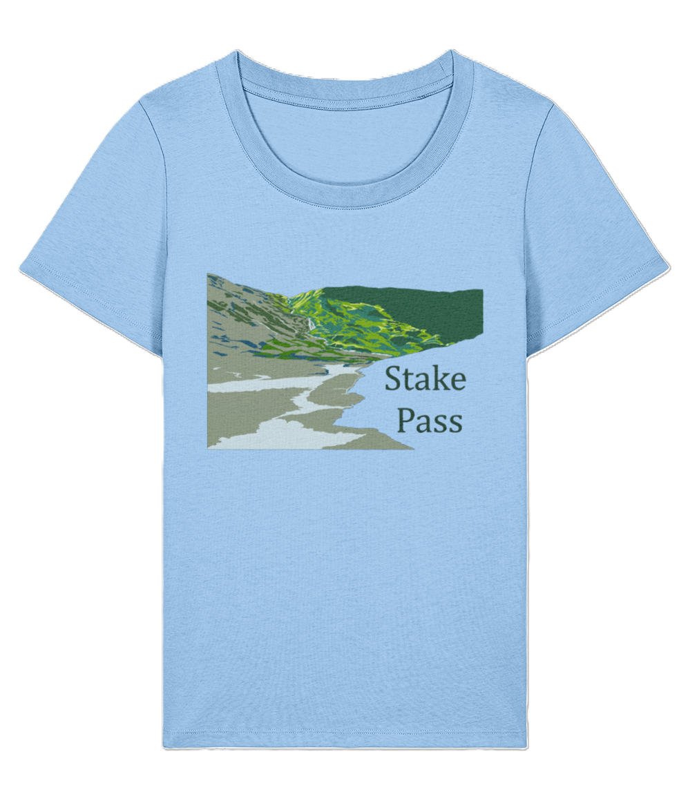 Lake District Women's T-Shirt Stake Pass, Front, Blue Soul