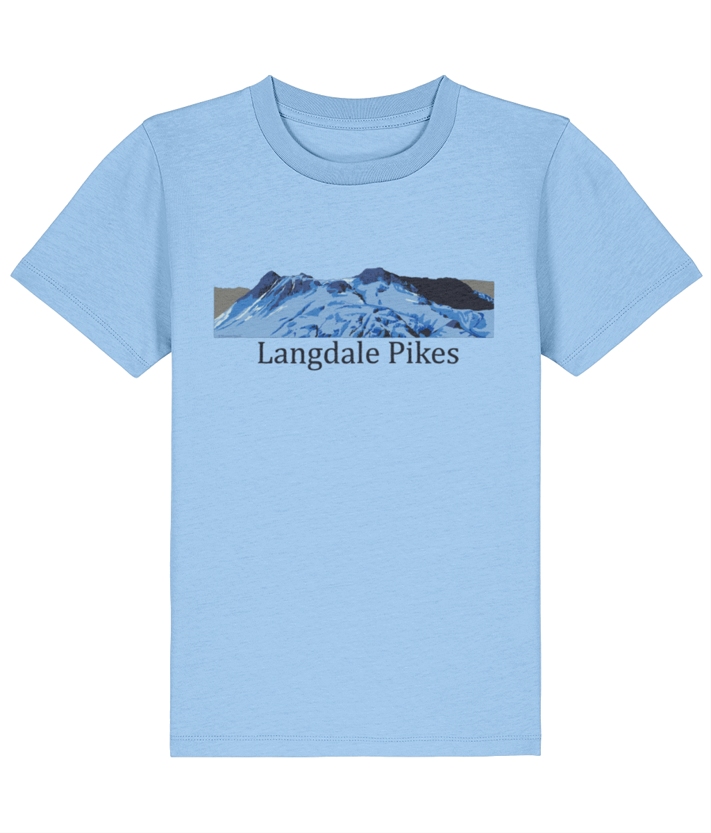 Lake District Kid's T-Shirt Langdale Pikes, Front, Blue Soul