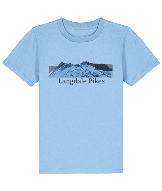 Lake District Kid's T-Shirt Langdale Pikes, Front, Blue Soul