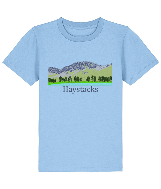 Lake District Kid's T-Shirt Haystacks, Front, Blue Soul
