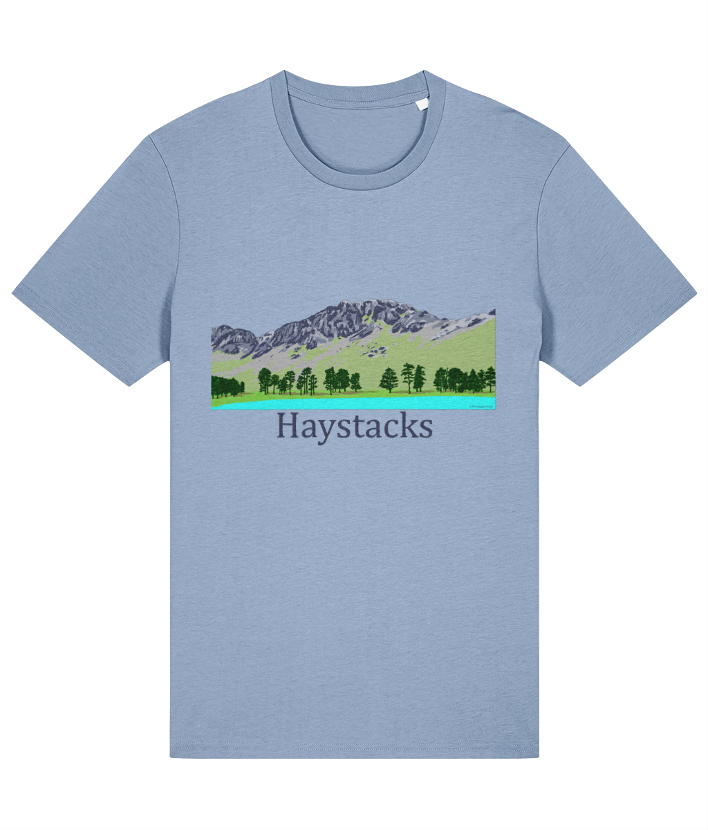 Lake District Men's T-Shirt Haystacks, Front, Sky Blue