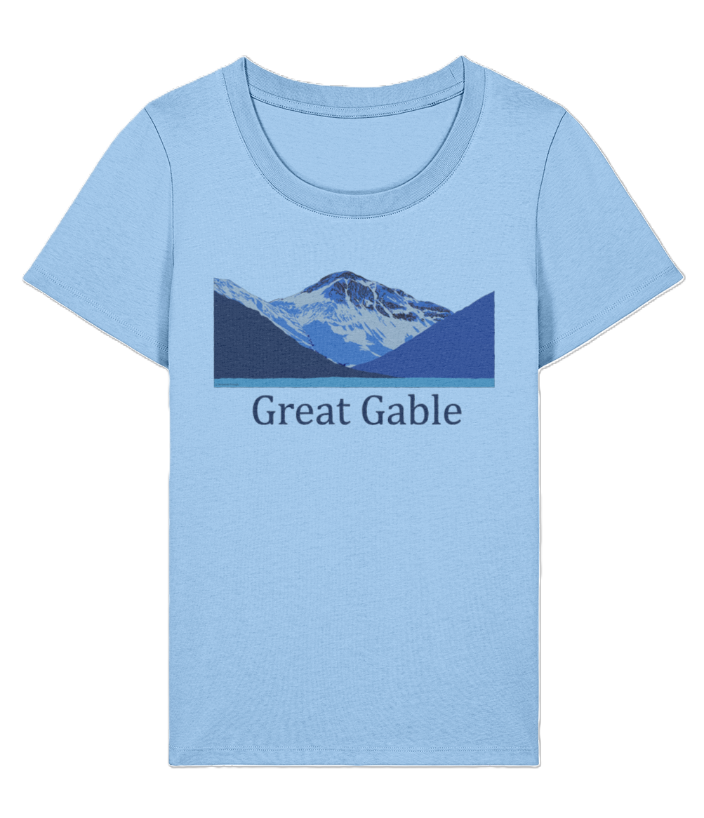 Lake District, Women's T-Shirt Great Gable, Front, Blue Soul