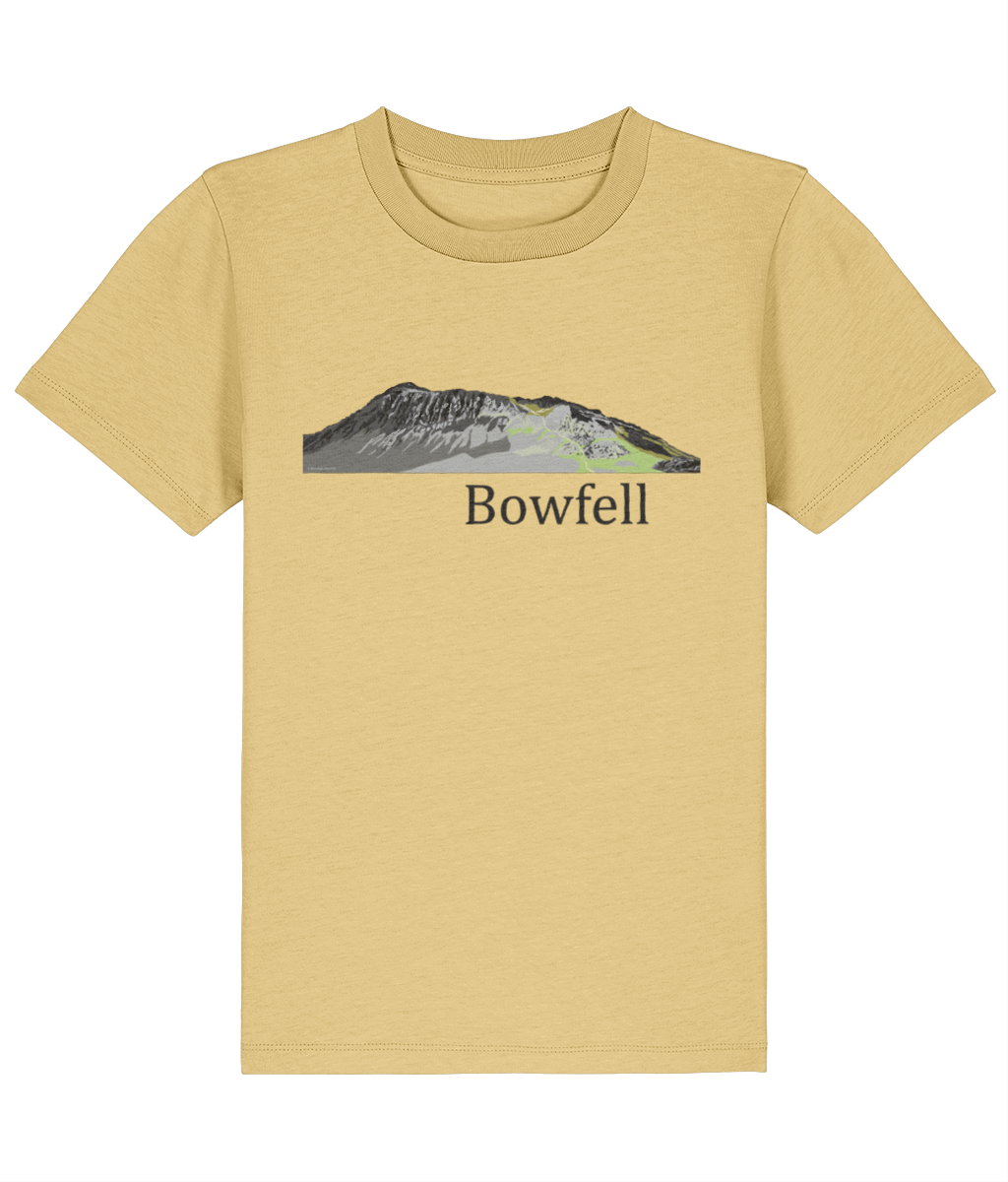 Lake District Kids's T-Shirt Bowfell, Front, Viva Yellow