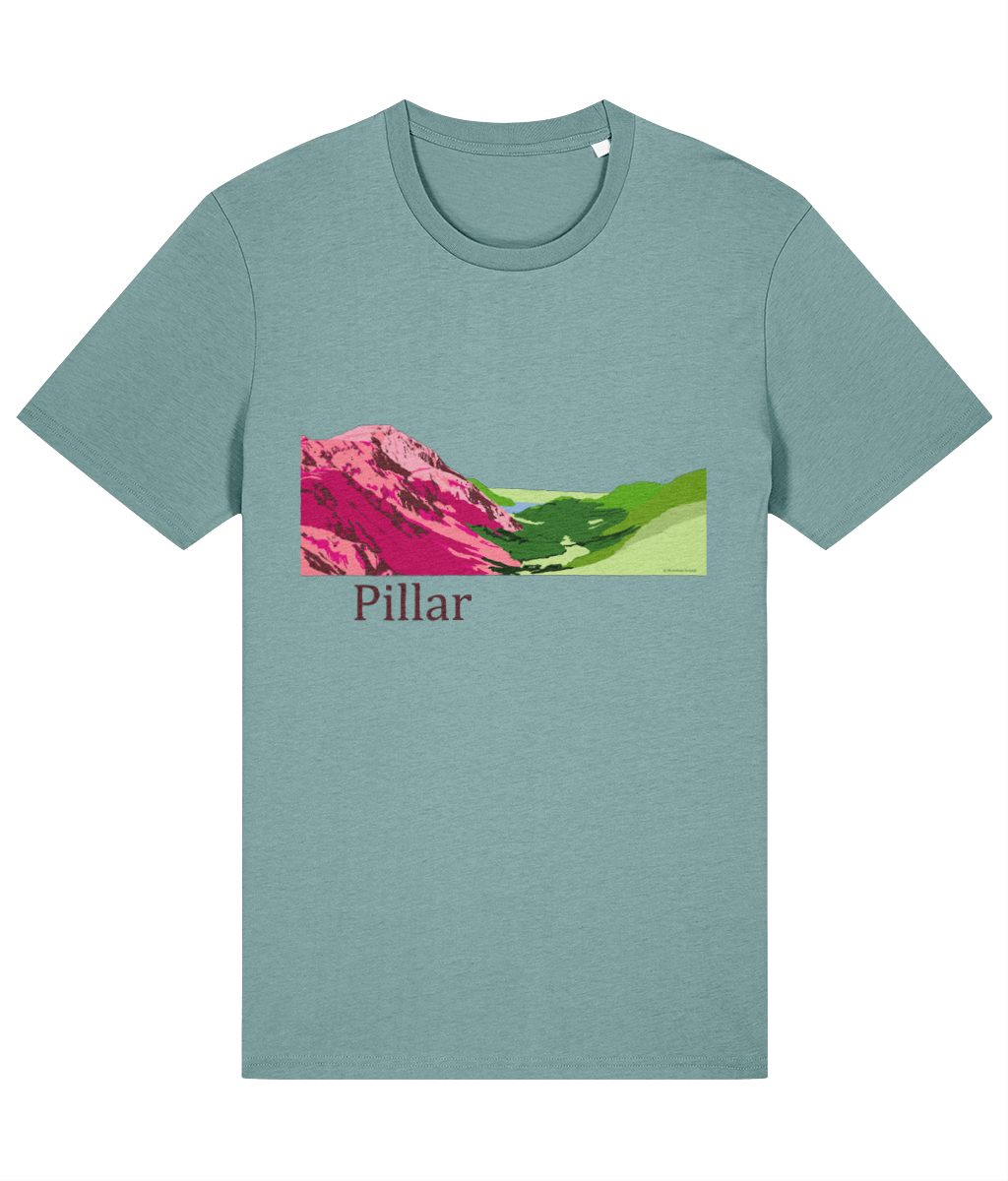 Lake District, Men's T-Shirt Pillar, Front, Teal Monstera