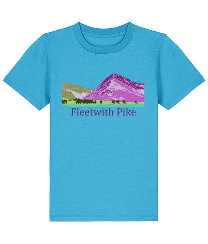 Lake District, Kid's T-Shirt Fleetwith Pike, Front, Aqua Blue