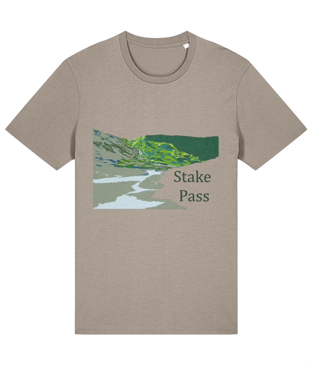 Lake District Men's T-Shirt Stake Pass, Front, Desert Dust
