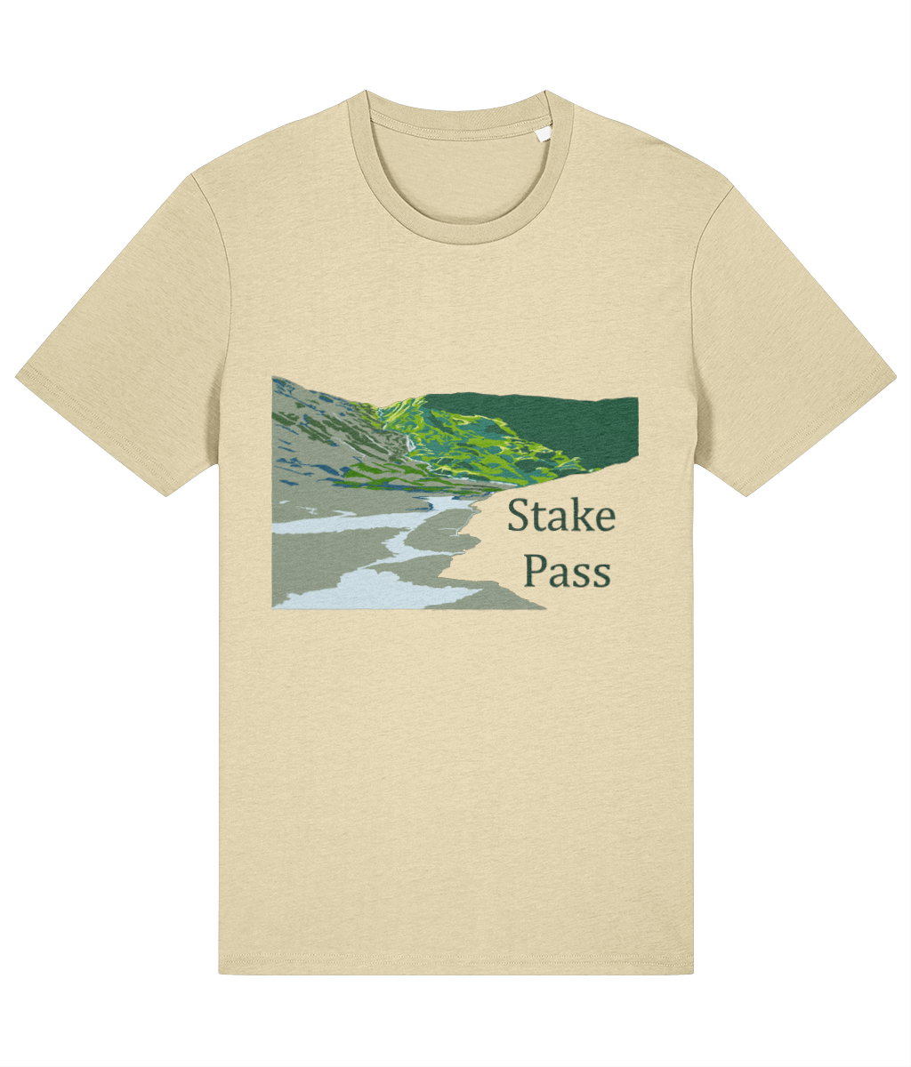 Lake District Men's T-Shirt Stake Pass, Front, Butter