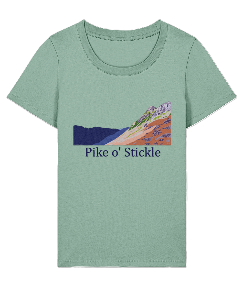 Lake District, Women's T-Shirt Pike O'Stickle, Front, Aloe