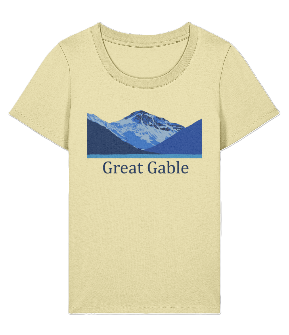 Lake District, Women's T-Shirt Great Gable, Front, Lemon Sorbet