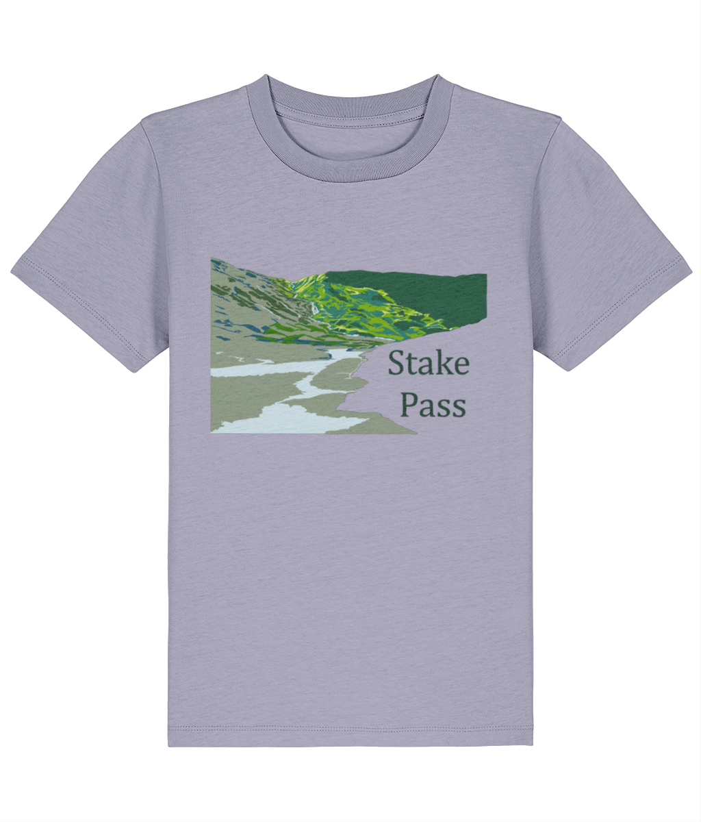 Lake District Kid's T-Shirt Stake Pass, Front, Lavender