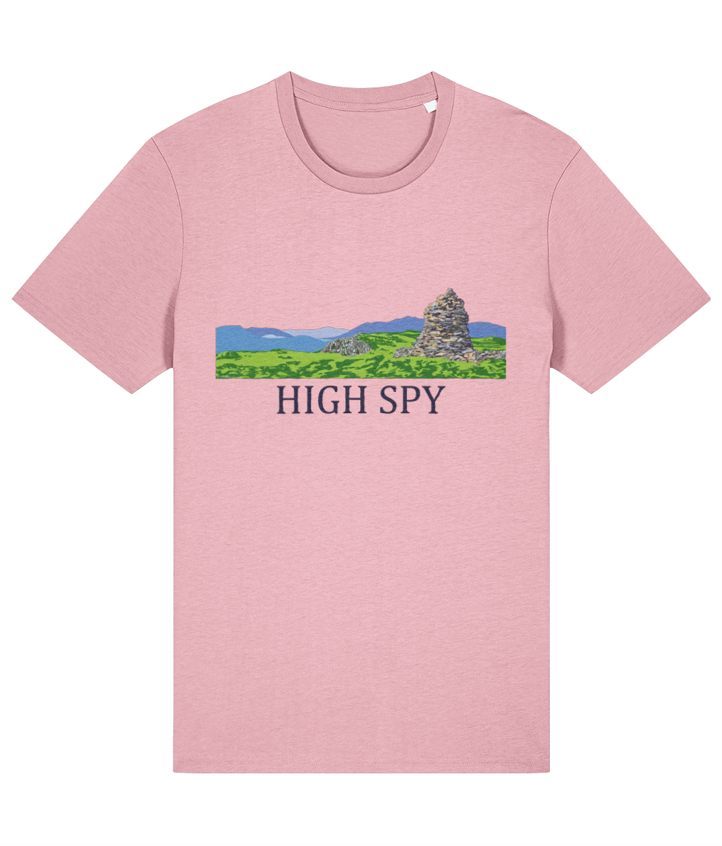 Lake District Men's T-Shirt High Spy, Front, Cotton Pink