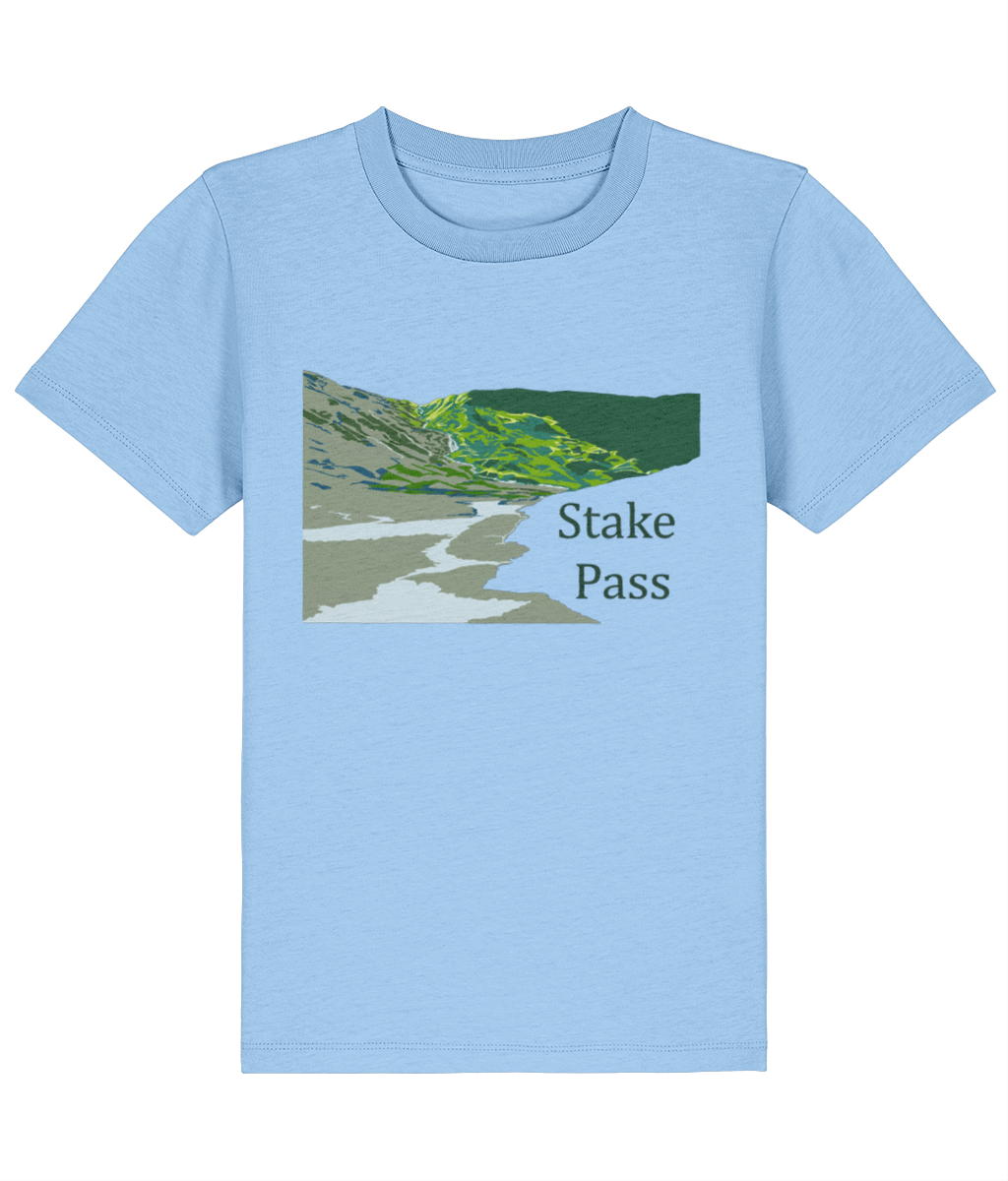 Lake District Kid's T-Shirt Stake Pass, Front, Blue Soul