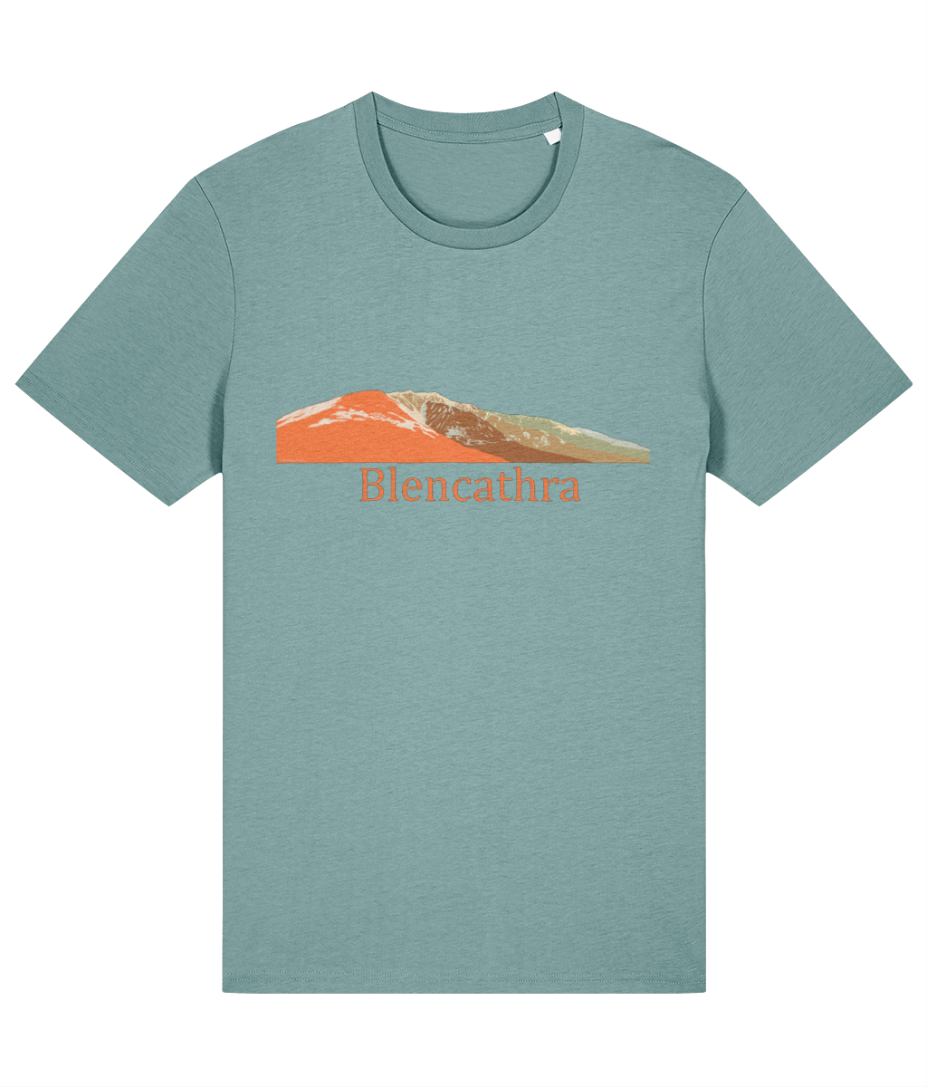 Lake District Men's T-Shirt Blencathra, Front, Teal Monstera