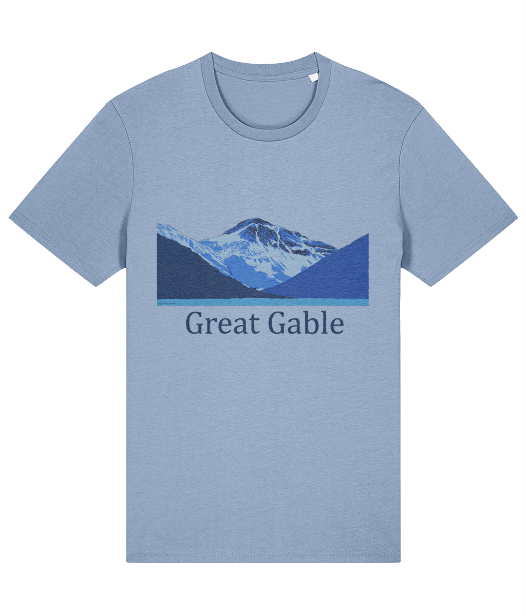 Lake District, Men's T-Shirt Great Gable, Front, Sky Blue