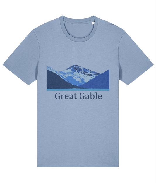 Lake District, Men's T-Shirt Great Gable, Front, Sky Blue