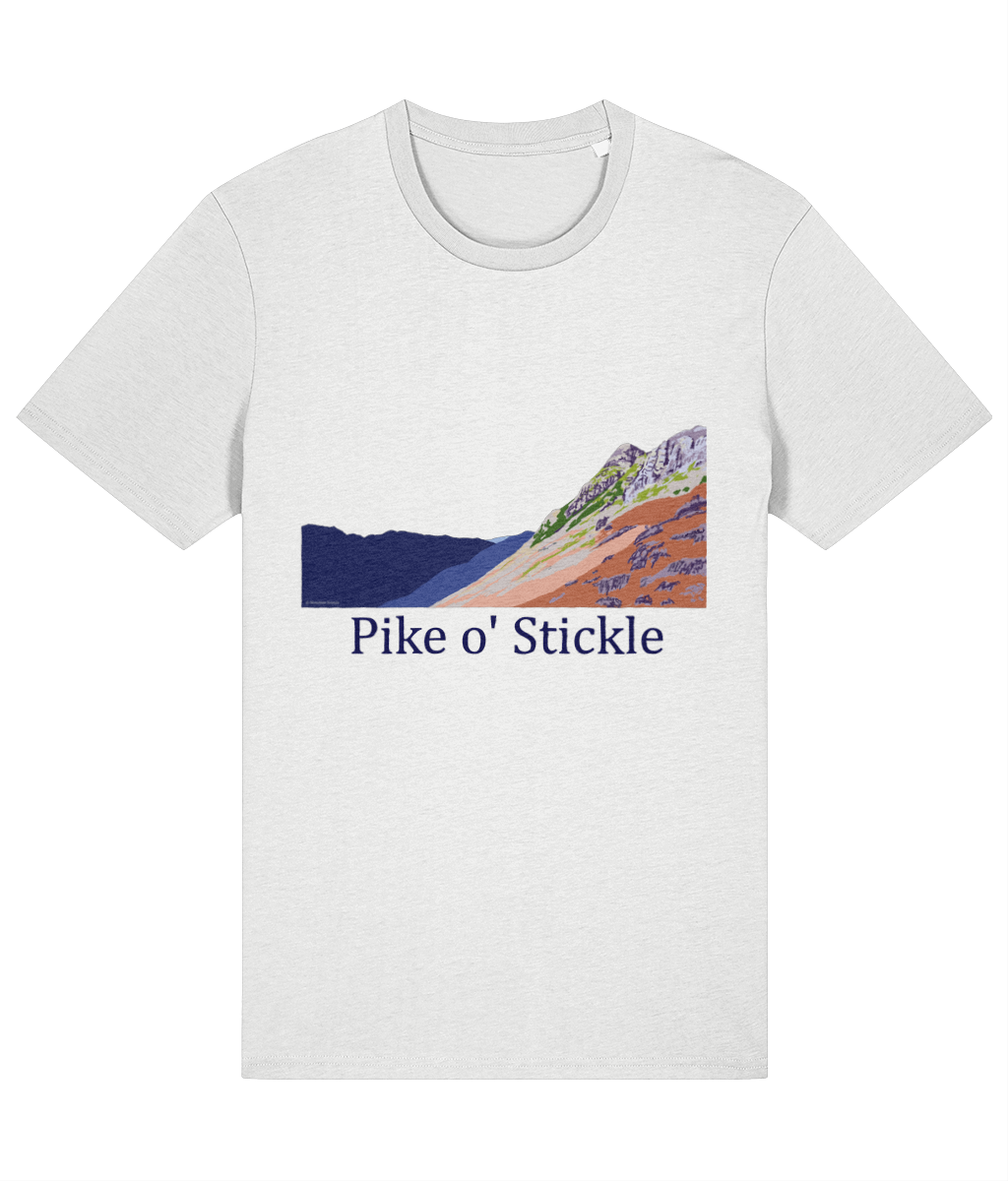 Lake District Men's T-Shirt Pike O'Stickle, Front, White