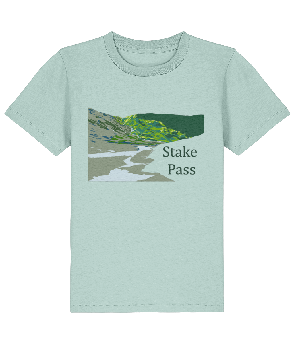 Lake District Kid's T-Shirt Stake Pass, Front, Caribbean Blue