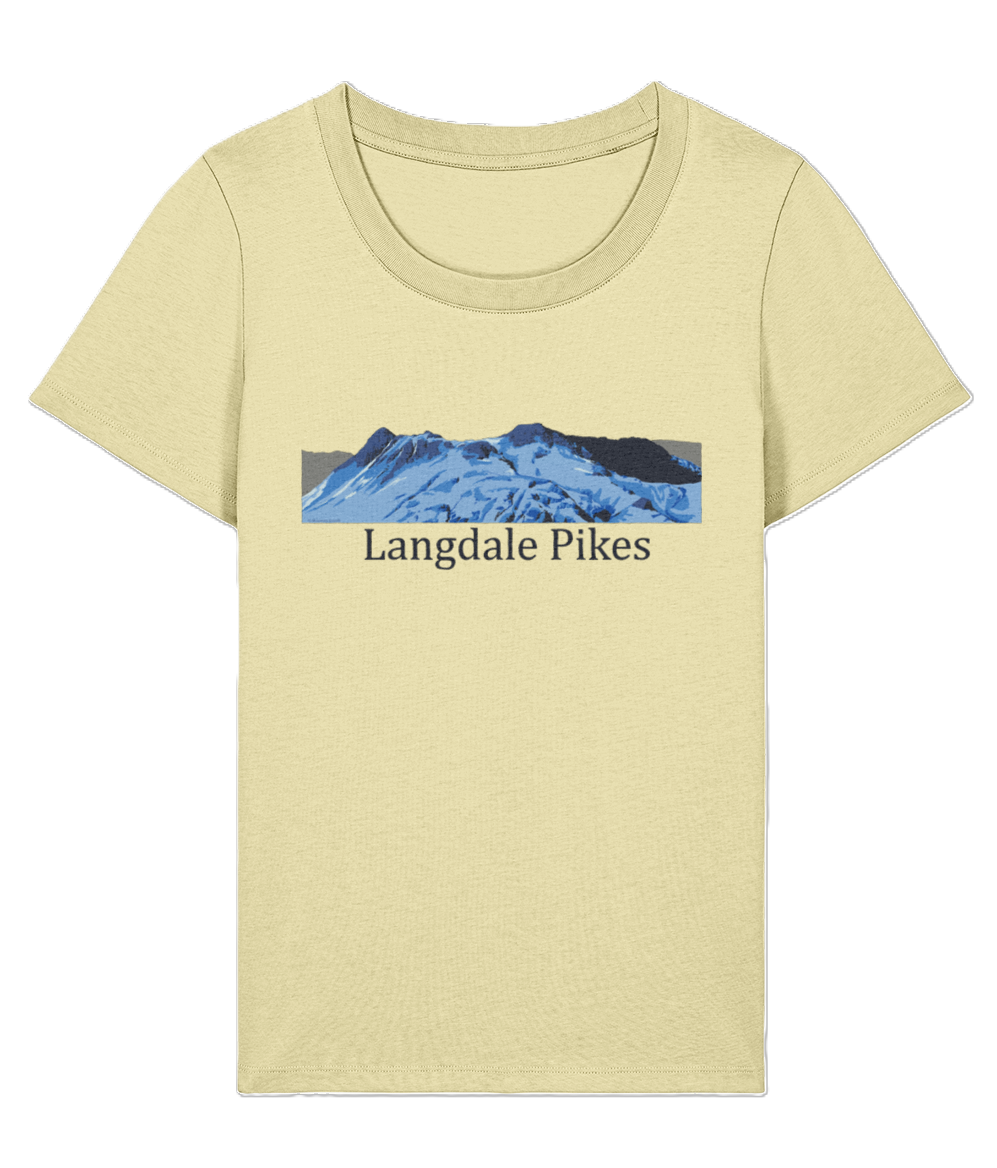 Lake District Women's T-Shirt Langdale Pikes, Front, Lemon Sorbet