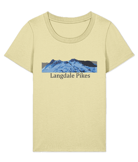 Lake District Women's T-Shirt Langdale Pikes, Front, Lemon Sorbet