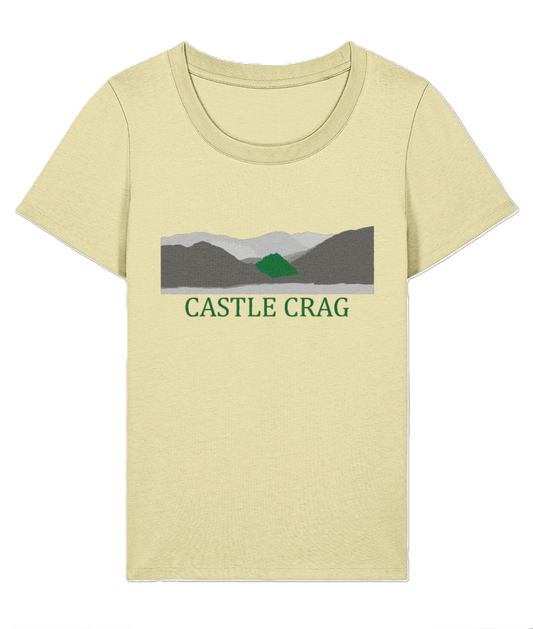 Lake District Women's T-Shirt Castle Crag, Front, Lemon Sorbet