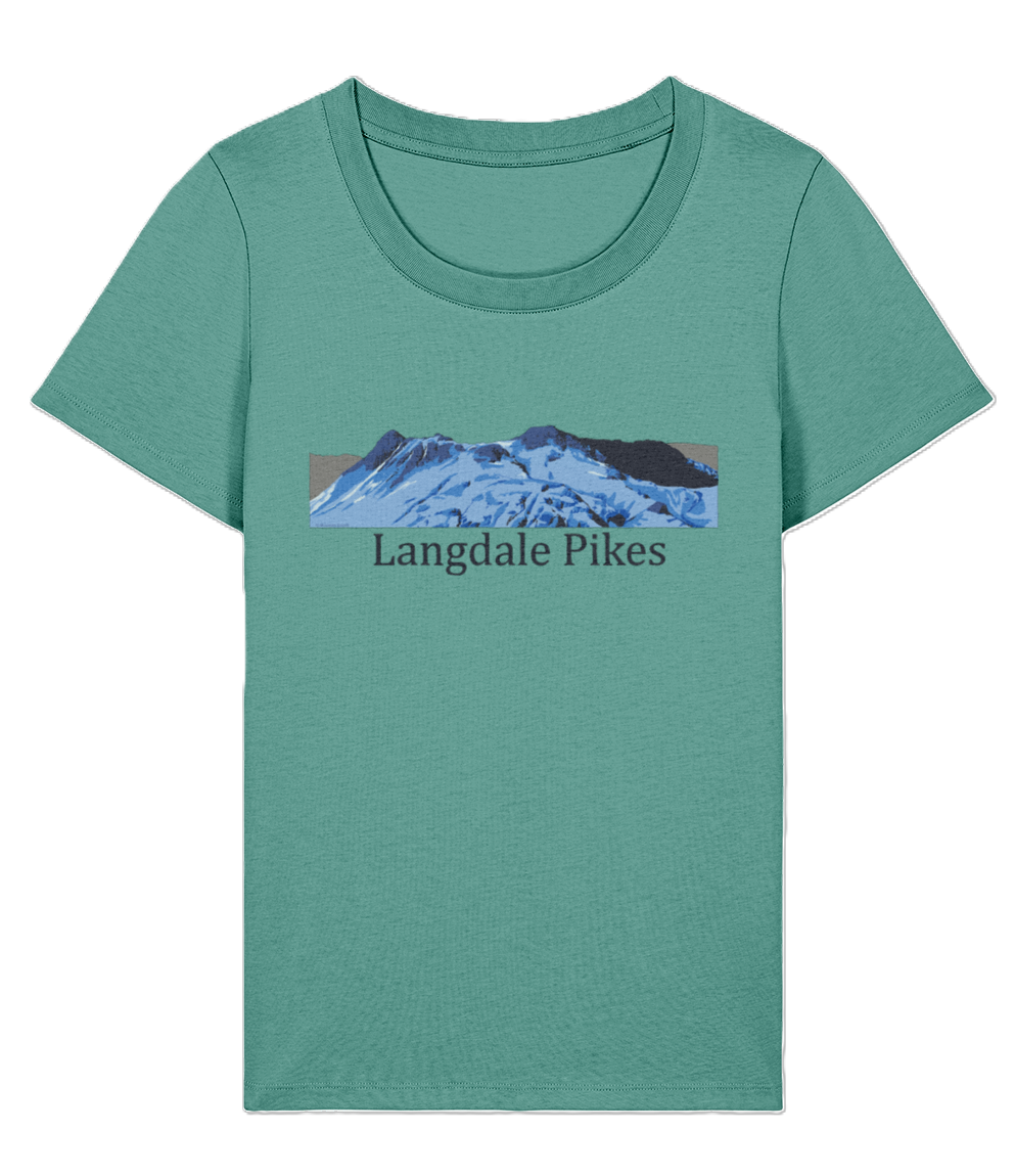 Lake District Women's T-Shirt Langdale Pikes, Front, Green Bay