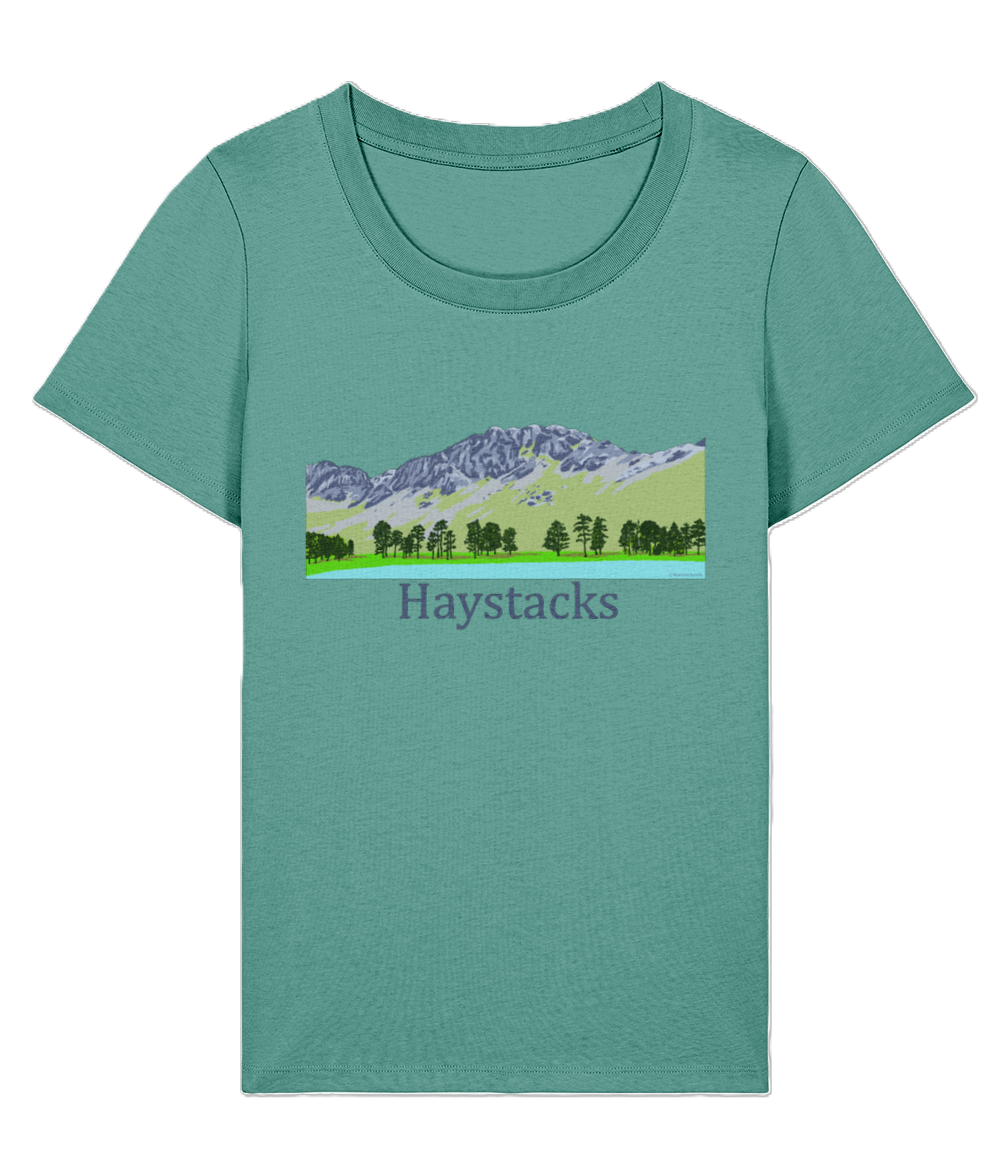 Lake District Women's T-Shirt Haystacks, Front, Green Bay