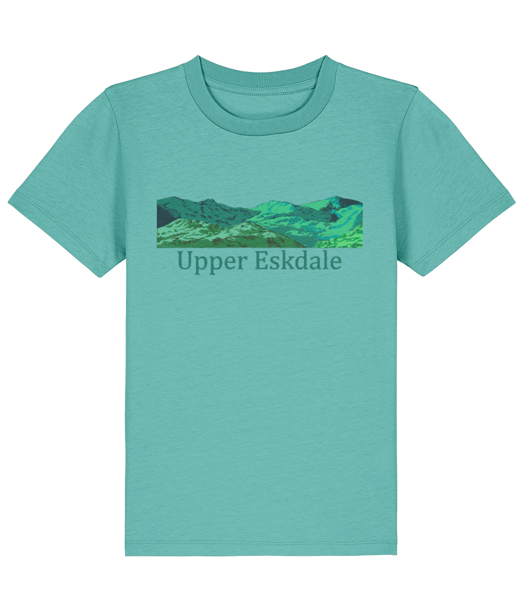Lake District Kid's T-Shirt Upper Eskdale, Front, Pool Blue
